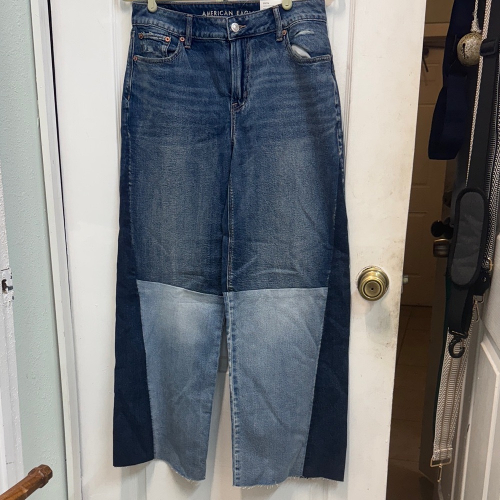 American Eagle Outfitters Two-Tone Flare Jeans